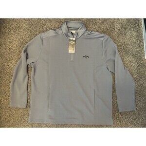 CALLAWAY Ribbed 1/4 Zip Opti-Dri Performance Pullover Mens 2XL Gray Golf UPF NWT
